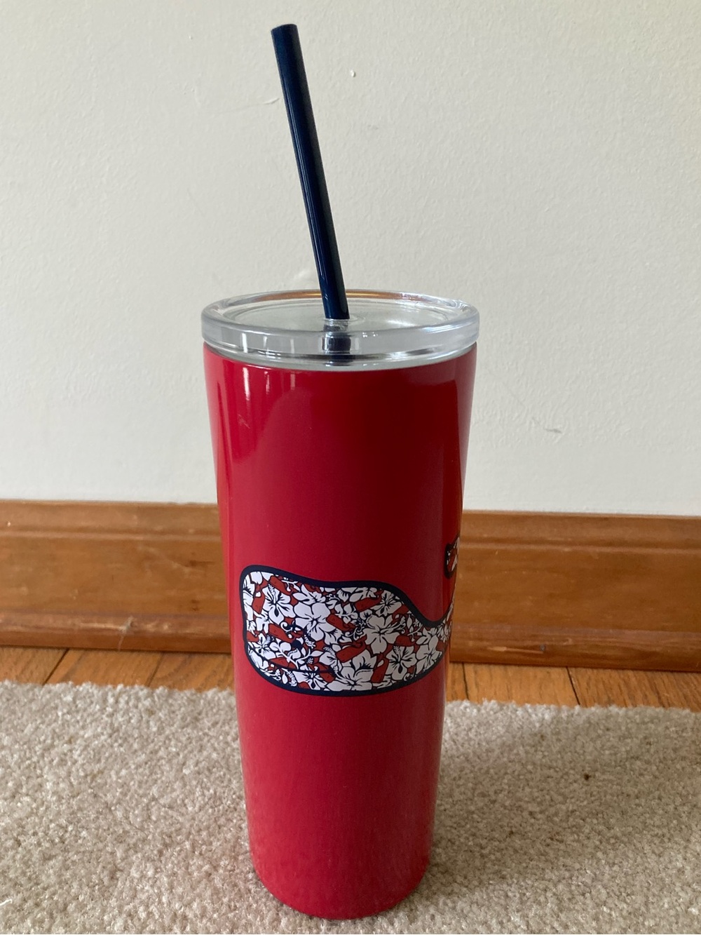 Vineyard Vines Lidded Drinkware - Red Hibiscus